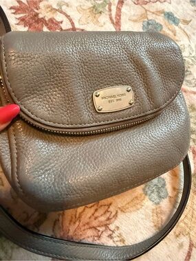 Michael Kors Gray Pebbled Leather Crossbody Bag